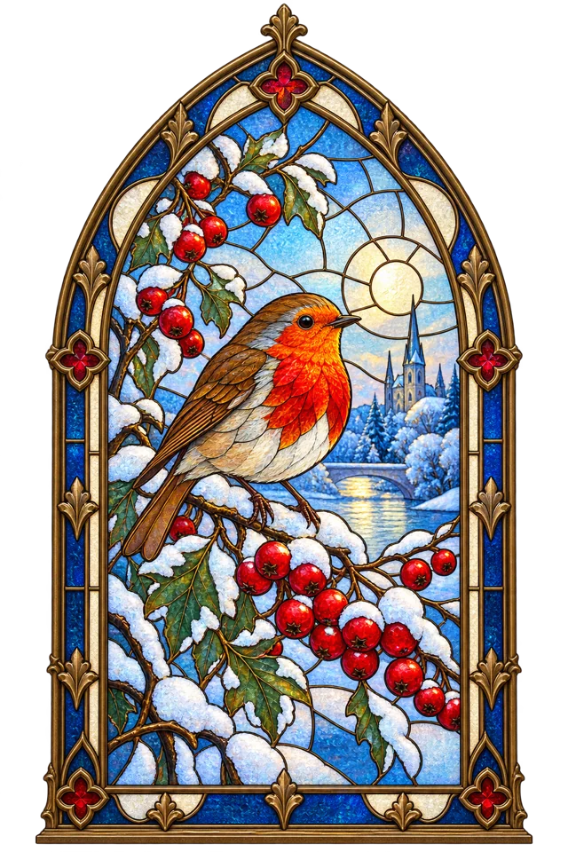 Stained-glass artwork from Winter Stillness