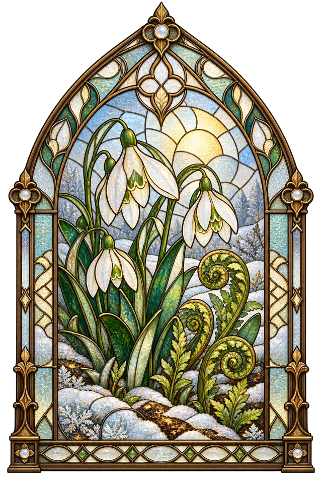 Stained-glass artwork from Spring Awakening